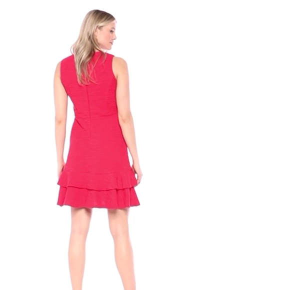 Sharagano Red Ruffle Knit Sleeveless Dress Sz 8P - Picture 2 of 10